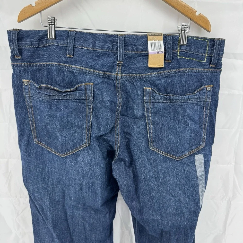 DKNY Jean Men's Size 38 x 30 Straight Fit Denim Pants‎ Dark Wash Blue Denim